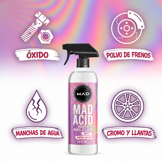🔥 MAD ACID™ – LIMPIA TUS LLANTAS EN MINUTOS  Elimina suciedad, polvo de frenos, óxido y manchas de agua